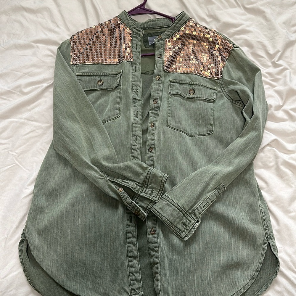 Anthropologie army style button up